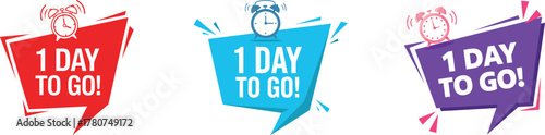 Set of three countdown timers with alarm clocks, 1 day to go