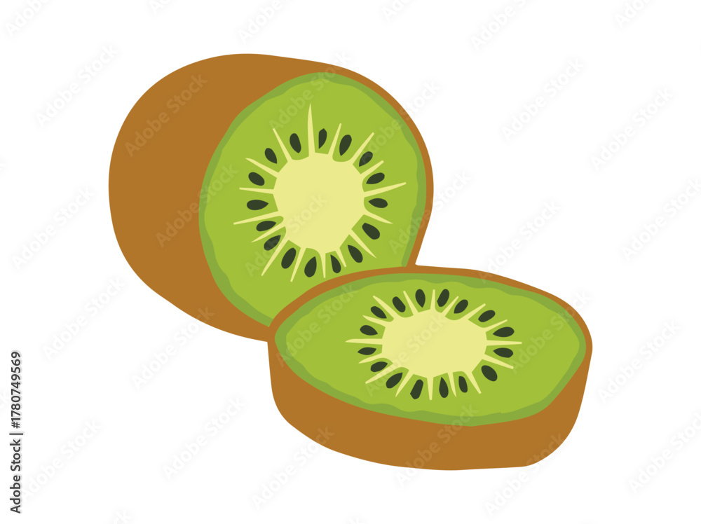 Obraz premium Kiwifruit Slice Clip Art Illustration 