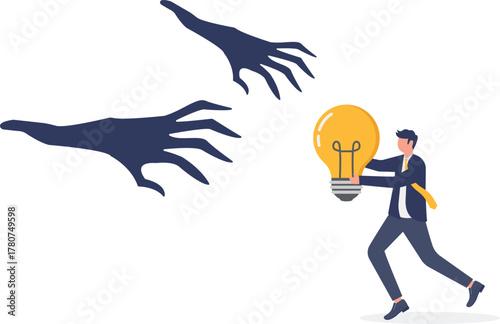 illustration of mental downfall despite having strong attributes in ideas and innovation
