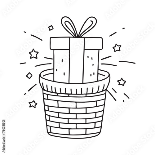New Year gift displayed inside a small raffle style basket