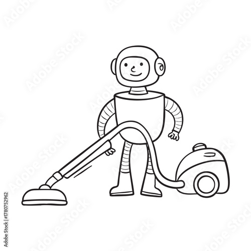 Robot cleaner operating a vacuum tool for cleaning duties