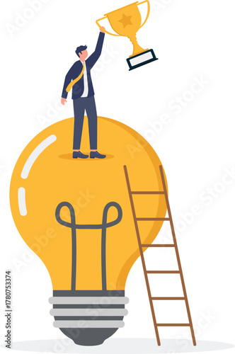 illustration of creativity in generating business ideas and innovations aimed at becoming a leading company
