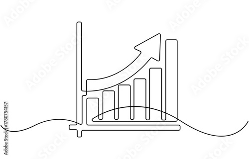 Growing graph in continuous line drawing style.