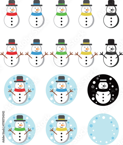 雪だるま　アイコン　セット