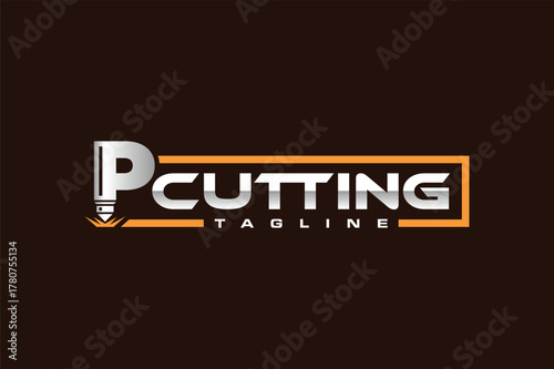 letter P cutting laser text logo