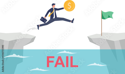 illustration of overcoming failures with stable finances to reach success
