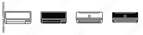 AC unit icon in linear and clipart style pack on white background.