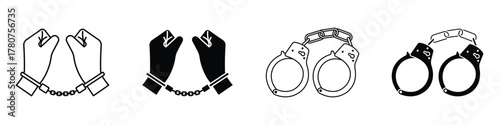 Arrested icon in linear and clipart style pack on white background.