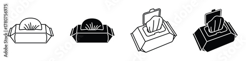baby wipe icon in linear and clipart style pack on white background.