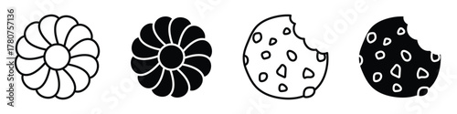 Biscuit icon in linear and clipart style pack on white background.