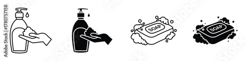 Body Soap icon in linear and clipart style pack on white background.