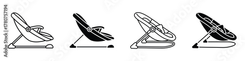 Bouncy seat icon in linear and clipart style pack on white background.