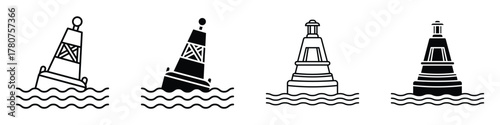 Buoy icon in linear and clipart style pack on white background.