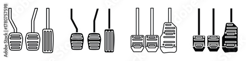 car pedal icon in linear and clipart style pack on white background.