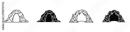 cave icon in linear and clipart style pack on white background.