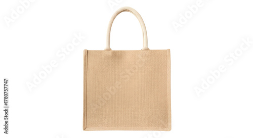 Natural fiber reusable shopping tote bag displayed against a dark background