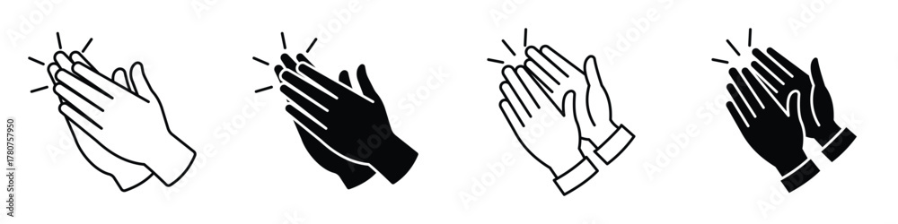 Obraz premium Clapping hands icon in linear and clipart style pack on white background.