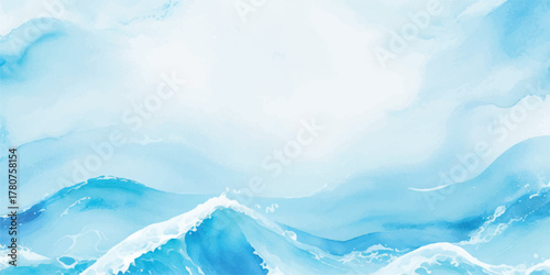 Abstract watercolor ocean waves light blue and white perfect for backgrounds and textures