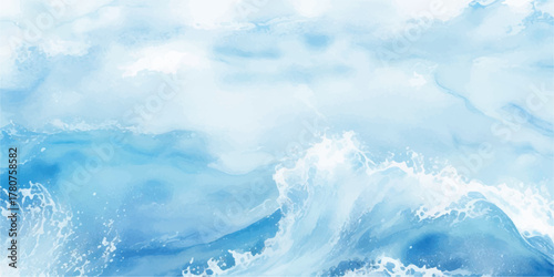 Watercolor ocean wave background light blue sea illustration perfect for summer designs and coastal themes