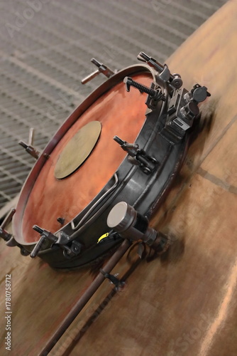 Vintage machinery (pot still) of the 1794 established Oban Distillery meant for the Highland single malt Scotch whisky production. Oban-Scotland-023