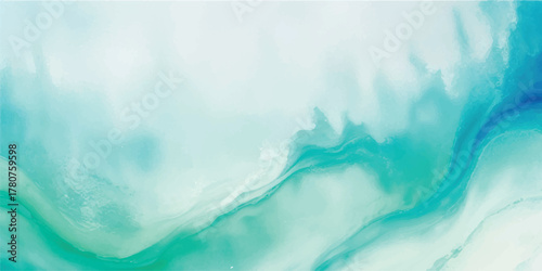 Abstract watercolor background in shades of teal and blue flowing liquid texture perfect for modern design projects