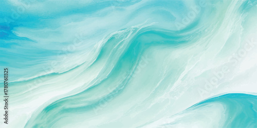 Abstract watercolor background with flowing turquoise and white fluid art texture for modern design perfect for wallpapers and backgrounds