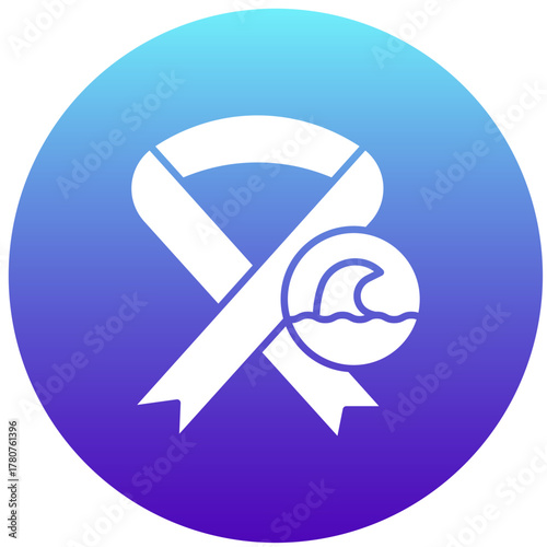 Ocean Awareness Ribbon icon vector image. Suitable for mobile apps, web apps and print media.