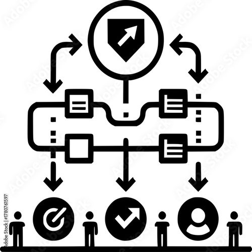 Strategic Framework Illustration: A dynamic illustration showing interconnected nodes that represent concepts related to planning, target setting, and successful implementation of initiatives.