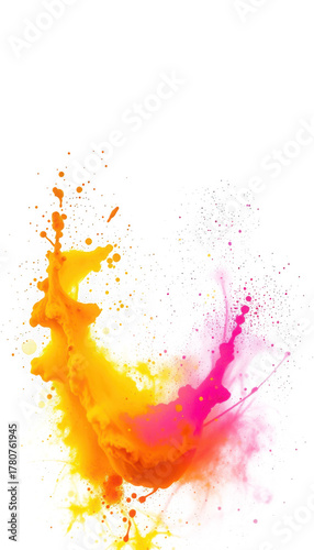 Explosion of vibrant liquid paint colors splatter with splash motion effect