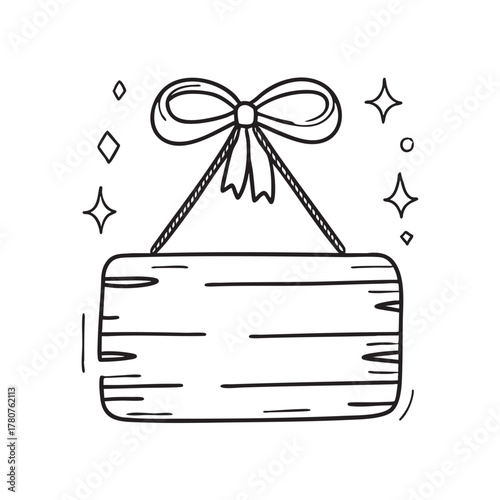 New Year ribbon hanging from a minimal festival signboard