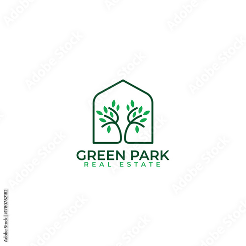 Green building apartment vector logo design