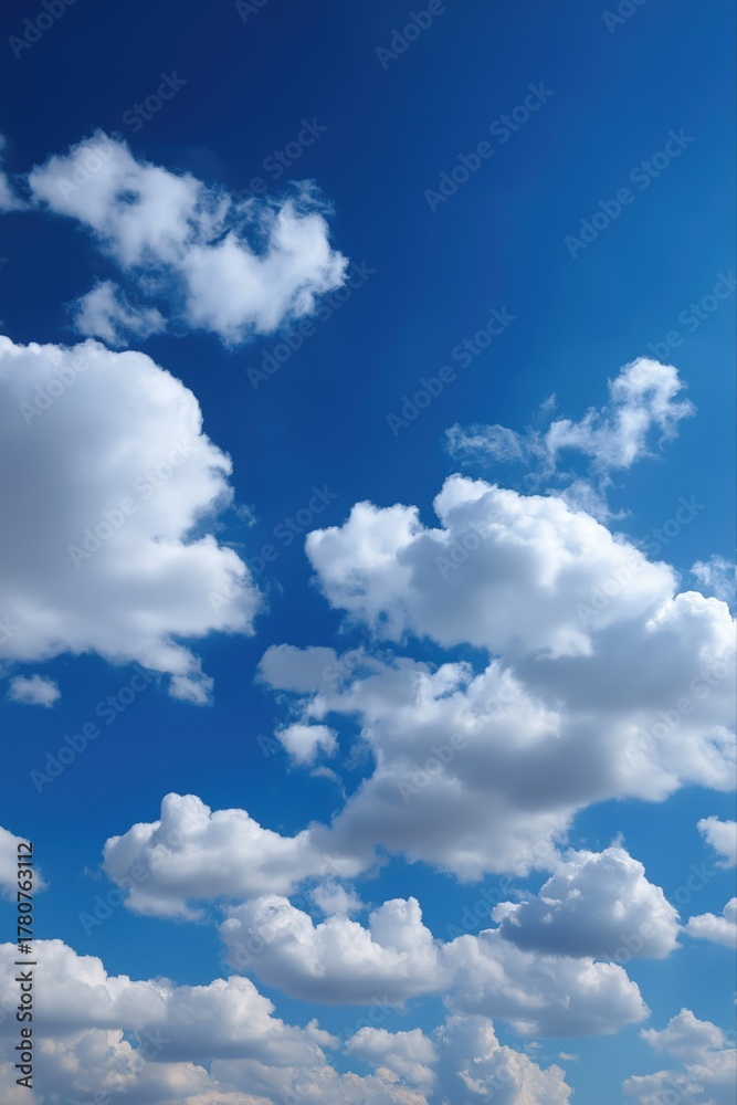 Fototapeta premium Fluffy white clouds on a clear blue sky day