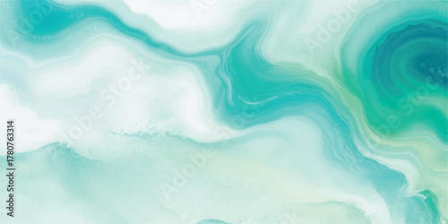 Abstract watercolor background with flowing turquoise and white creating a dreamy and calming effect perfect for backgrounds and textures