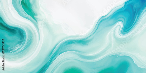 Abstract fluid art background with teal and white swirls a modern marble texture for wallpapers and graphic design projects