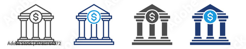bank icon set multiple style