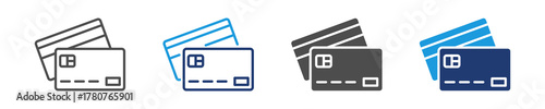 debit card icon set multiple style