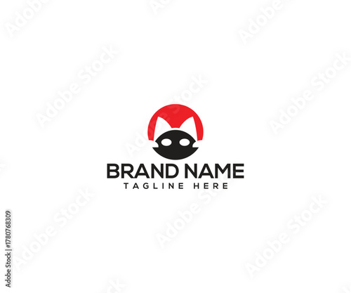 Cat Logo Design: A minimalist cat silhouette enclosed within a circular frame, representing a brand identity. The design offers adaptability, perfect for various business endeavors. 