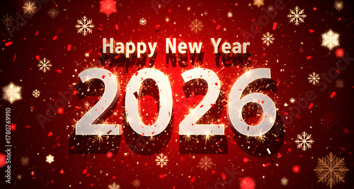 Red Christmas and New Year Background with 