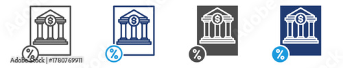 banking shares icon set multiple style