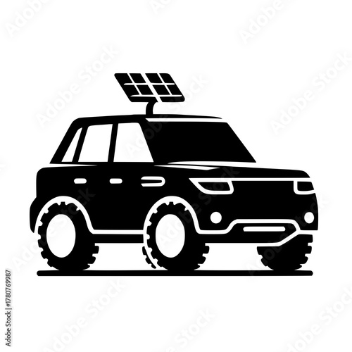Eco-Friendly SUV Concept: An artistic representation of a modern SUV, powered by sustainable solar energy, representing the future of eco-conscious transport. 