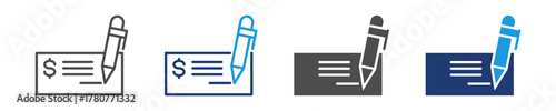 bank check  icon set multiple style