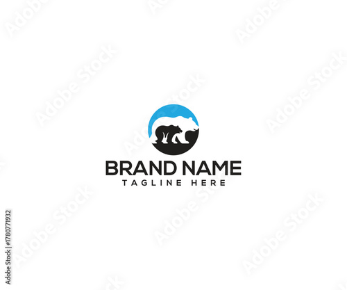 Polar Bear Brand Logo: A sleek and modern brand logo featuring a stylized polar bear silhouette within a circular emblem, perfect for representing a company or product.