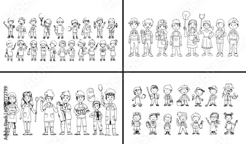 occupation doodle vector, professional people illustration, job and work sketch, community career art, employee and worker design, cartoon professionals set, teamwork office doodle, lifestyle work vec