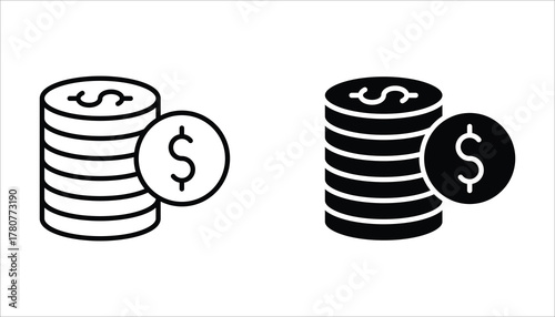 Payment icon set. Editable icons, can be used in logo, UI and web design, Flat illustration of vector icon on white background.