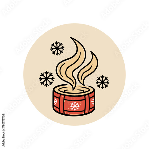 Abstract fusion of steam rising from a wooden sauna during winter  