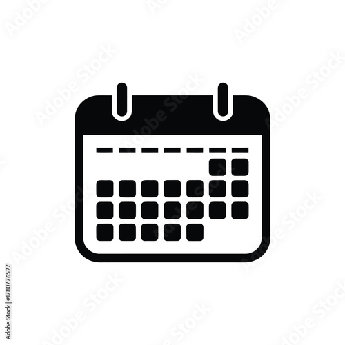 Black calendar icon with a transparent background appointment planning date