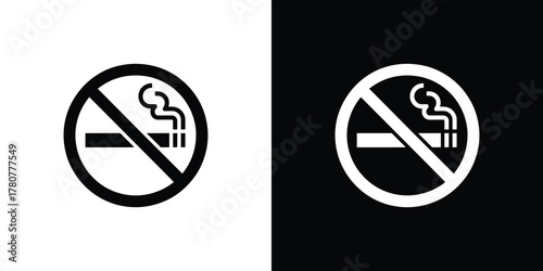 No smoking sign with black & white, cigarette ban concept design