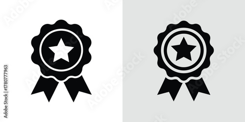 Rosette With Star Silhouette, Isolated On White & Gray Backgrounds Design