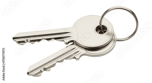 Set of modern steel keys isolated on white background.