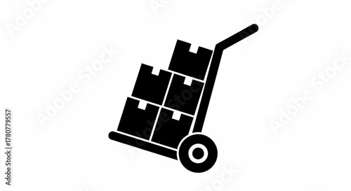 Hand truck with cardboard boxes for moving and delivery services, a logistics and shipping vector illustration